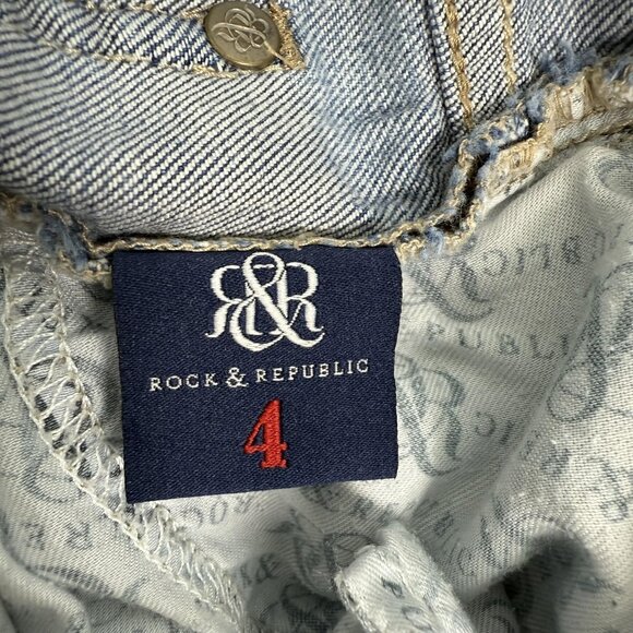 Rock & Republic Jeans Womens 4 Indee Boyfriend Distressed Straight Ankle 27x27 - Picture 4 of 10